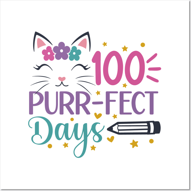 100 Purr-Fect Days of School Wall Art by Etopix